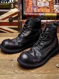 Shoes Men's Shoes Work Boots Men's Boots Cowhide Chic Black