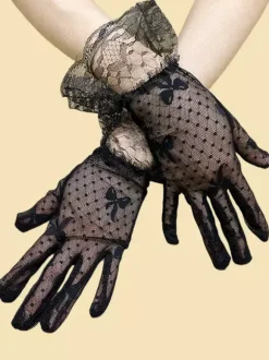 Short Fishing Net Bright Bridal Gloves Wedding Glove Women