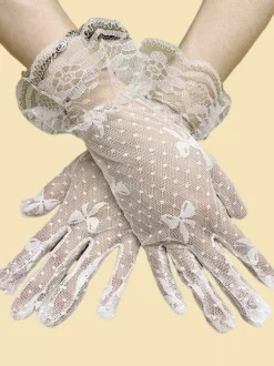 Short Fishing Net Bright Bridal Gloves Wedding Glove Women