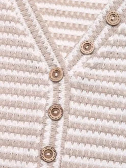 Short Sleeves Tees Khaki Buttons V-Neck Summer Tee Shirt For Women