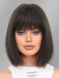 Short Straight Bob With Bangs Daily Synthetic Wig For Women 2026