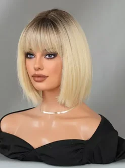 Short Straight Bob With Bangs Daily Synthetic Wig For Women 2026