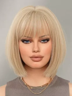 Short Straight Bob With Bangs Daily Synthetic Wig For Women 2026