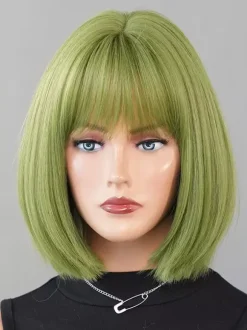 Short Straight Bob With Bangs Daily Synthetic Wig For Women 2026