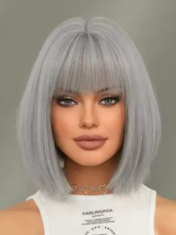 Short Straight Bob With Bangs Daily Synthetic Wig For Women 2026