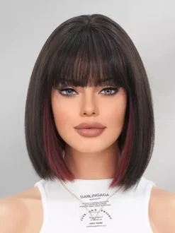 Short Straight Bob With Bangs Daily Synthetic Wig For Women 2026