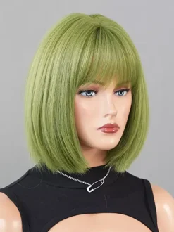 Short Straight Bob With Bangs Daily Synthetic Wig For Women 2026