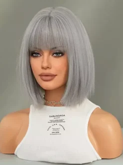 Short Straight Bob With Bangs Daily Synthetic Wig For Women 2026