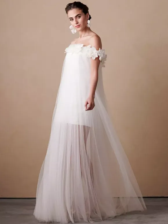 Short Wedding Dress A-Line Bateau Neck Sleeveless Flowers Bridal Gowns