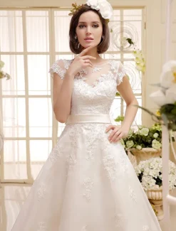 Short Wedding Dress Ivory Lace Up Vintage A Line Tea Length Bridal Dress Free Customization