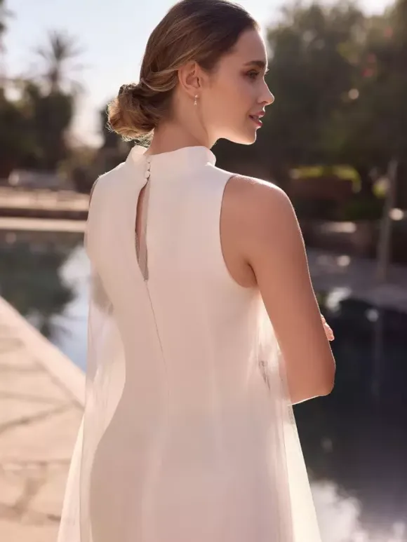 Short Wedding Dress Knee-Length Jewel Neck Sleeveless A-Line Natural Waist Chiffon Bridal Dresses