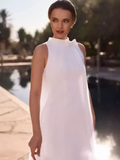 Short Wedding Dress Knee-Length Jewel Neck Sleeveless A-Line Natural Waist Chiffon Bridal Dresses