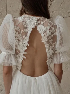 Short Wedding Dresses 2026 Jewel Neck Short Sleeves A-Line Short Bridal Dress Free Customization