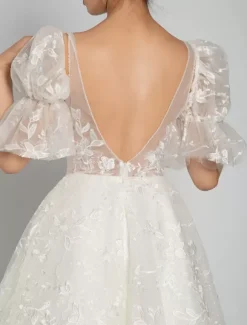 Short Wedding Dresses 2026 V-Neck Sleeveless A-Line Bridal Dress Free Customization