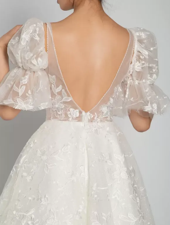 Short Wedding Dresses 2026 V-Neck Sleeveless A-Line Bridal Dress Free Customization