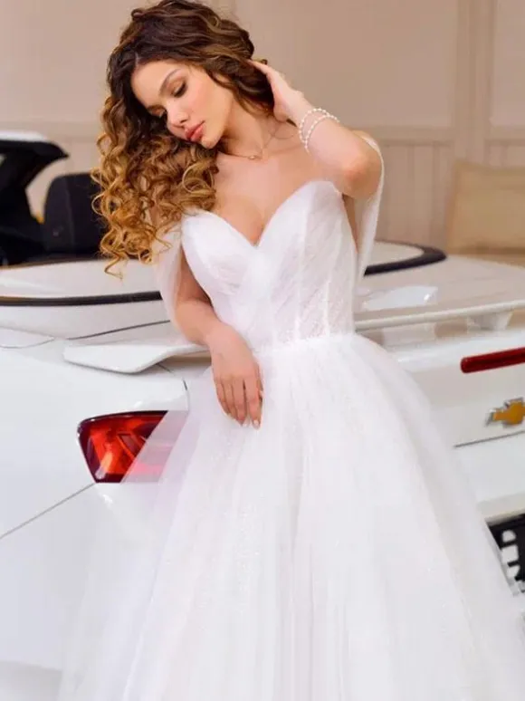 Short Wedding Dresses 2026 V-Neck Sleeveless A-Line Tea-Length Short Bridal Dress