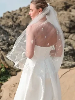 Short Wedding Dresses Strapless Sleeveless A-Line Tea-Length Bridal Dresses