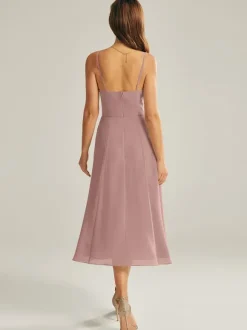 Short Bridesmaid Dress Chiffon Sleeveless Zipper Square Neck Wedding Party Dresses