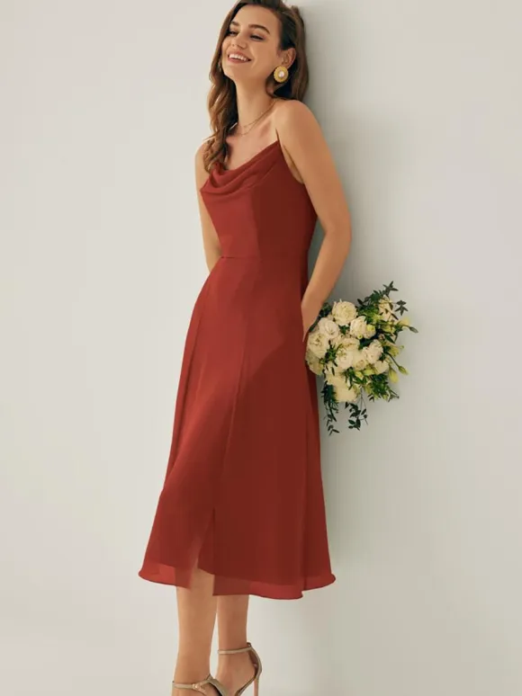 Short Bridesmaid Dress Chiffon Sleeveless Zipper Square Neck Wedding Party Dresses