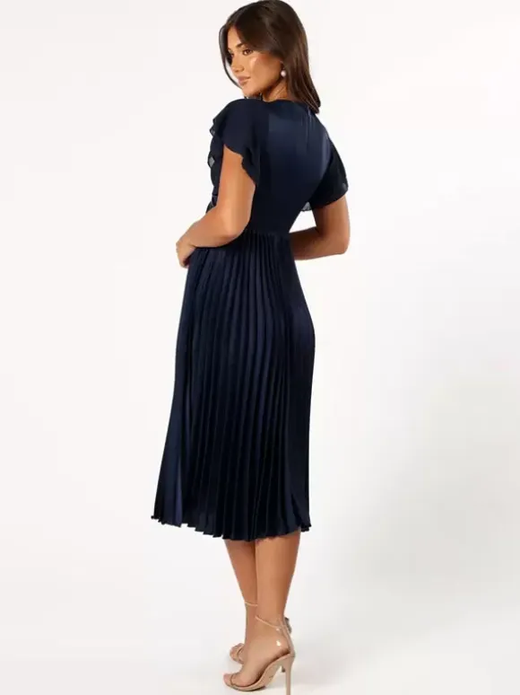 Short Bridesmaid Dress Elastic Silk Like Satin Short Sleeves Zipper V-Neck Wedding Party Dresses