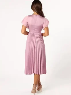 Short Bridesmaid Dress Elastic Silk Like Satin Short Sleeves Zipper V-Neck Wedding Party Dresses