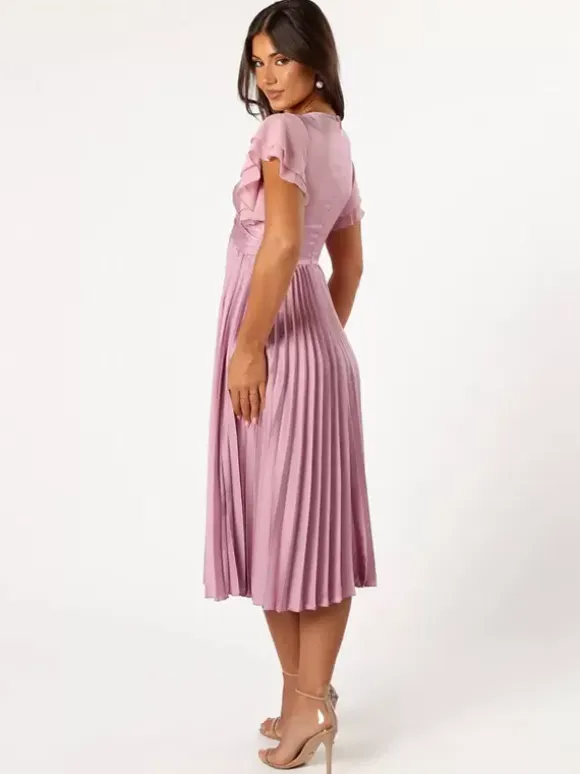 Short Bridesmaid Dress Elastic Silk Like Satin Short Sleeves Zipper V-Neck Wedding Party Dresses