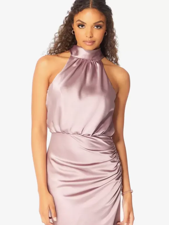 Short Bridesmaid Dress Halter Ruching Asymmetrical Wedding Party Dresses