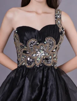 Short Organza Homecoming Dress 2021 With Rhinestones Detailing