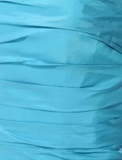Short Prom Dress Aqua Strapless Ruched Ball Gown Knee Length Taffeta Party Dress Free Customization