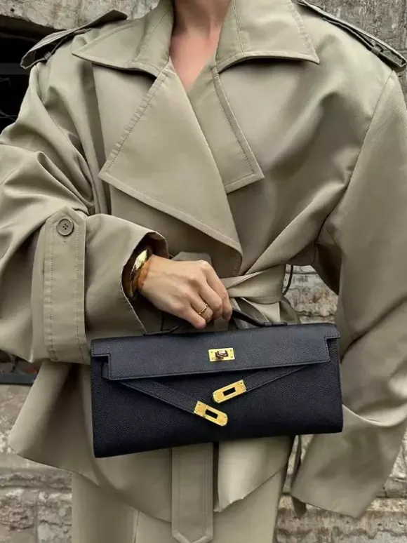 Short Trench Coat For Women - Khaki Chic Tie Waist Double Breasted Cropped Windbreaker - Spring Office Casual Outerwear 2026