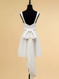 Short Wedding Dresses Short Jewel Neck Sleeveless A-Line Natural Waist Polyester Bridal Gowns