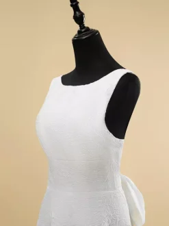 Short Wedding Dresses Short Jewel Neck Sleeveless A-Line Natural Waist Polyester Bridal Gowns