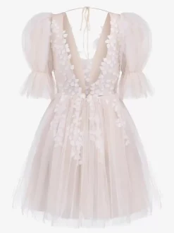 Short Wedding Dresses Short V-Neck Short Sleeves A-Line Tulle Bridal Dresses