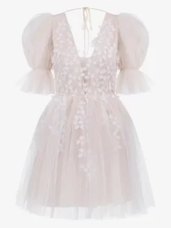 Short Wedding Dresses Short V-Neck Short Sleeves A-Line Tulle Bridal Dresses