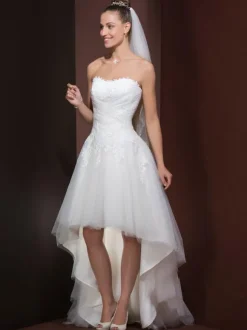 Short Wedding Dresses Strapless Sleeveless A-Line Knee-Length Bridal Gowns