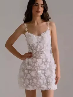 Short Wedding Dress Sweetheart Neck Sleeveless Short Short Bridal Dresses