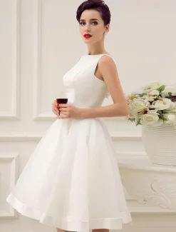 Short Wedding Dress 2026 Vintage Bridal Dress 1950S Bateau Sleeveless Bridal Gown Free Customization