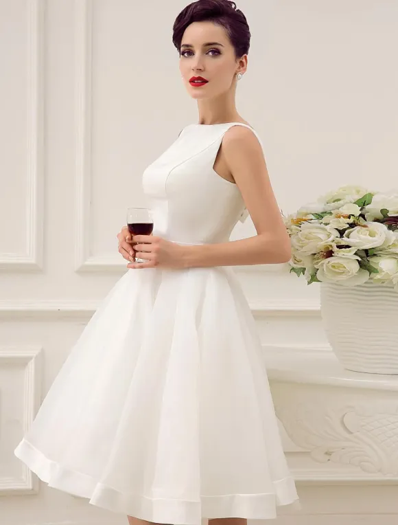 Short Wedding Dress 2026 Vintage Bridal Dress 1950S Bateau Sleeveless Bridal Gown Free Customization