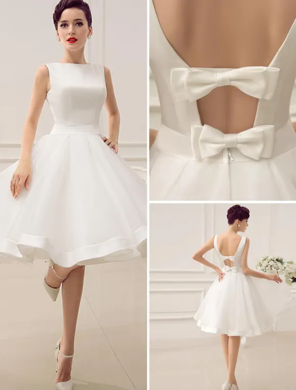 Short Wedding Dress 2026 Vintage Bridal Dress 1950S Bateau Sleeveless Bridal Gown Free Customization