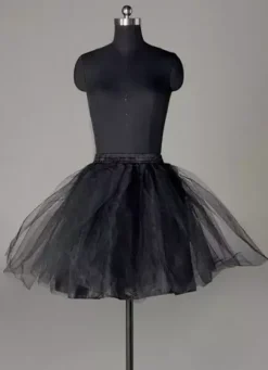 Short Wedding Petticoats Black Taffeta A Line Boneless Two Tier Bridal Petticoats
