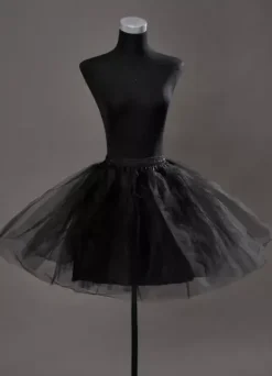 Short Wedding Petticoats Black Taffeta A Line Boneless Two Tier Bridal Petticoats