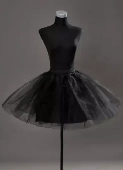 Short Wedding Petticoats Black Taffeta A Line Boneless Two Tier Bridal Petticoats