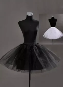 Short Wedding Petticoats Black Taffeta A Line Boneless Two Tier Bridal Petticoats