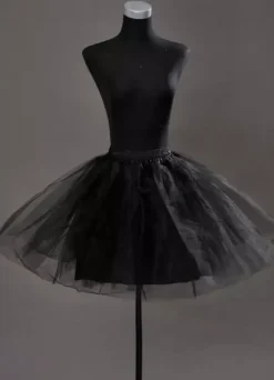 Short Wedding Petticoats Black Taffeta A Line Boneless Two Tier Bridal Petticoats