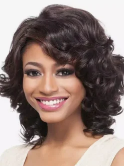 Side Part Short Small Wool Curly Bob Wig Fluffy Retro Loose Curl Heat Resistant Synthetic Hair Wigs