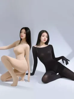 Silk Velvet Zentai Plush Velvet Full Body Catsuit Winter Thermal Underwear With Crotch Zipper