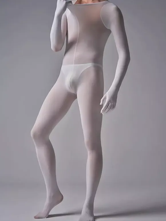 Silk Velvet Zentai Velvet Full Body Stockings Sheer Seamless Tights Bodysuit Sexy All-in-One Catsuit For Men