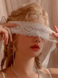 Silk Lace Eye Mask For Women Daily Casual White