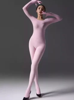 Silk Velvet Zentai Womens Velvet Tights Bodysuit 6 Color Options Plush Stretch Jumpsuit