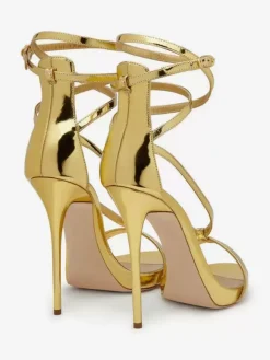 Silver High Heel Sandals Metallic Criss Cross Ankle Strap Prom Party Shoes